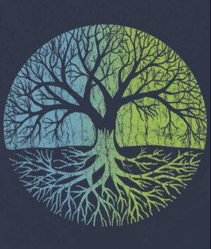 tree of life print on black t shirt