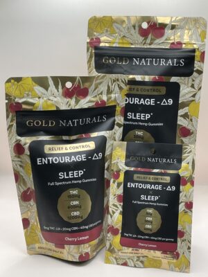 Gold Naturals Entourage- D9 THC Sleep Gummies-Cherry Lemon