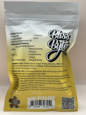 Bliss Bytes D9 THC Gummies 70mg CBD:5mg THC - Image 7