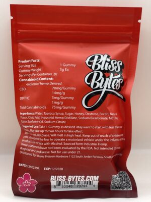 Bliss Bytes D9 THC Gummies 70mg CBD:5mg THC - Image 9