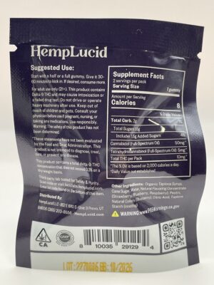 HempLucid 5mg THC: 50 mg CBD Gummies - Image 2