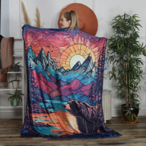 Hippie Grizzly Flannel Fleece Hippie Boho Throw Blanket - The Collection Royal
