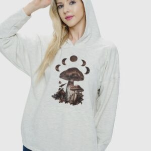 Mushroom Moon Hoodie- Light Grey By Yak & Yeti
