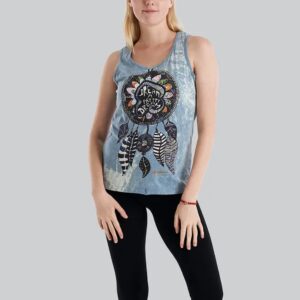Dreamcatcher Print Stonewash Tank Top - Blue/Green - Kathmandu Imports -