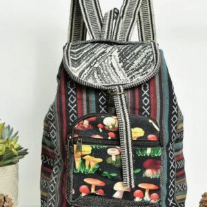 Mushroom Print Cotton Backpack - Kathmandu Imports